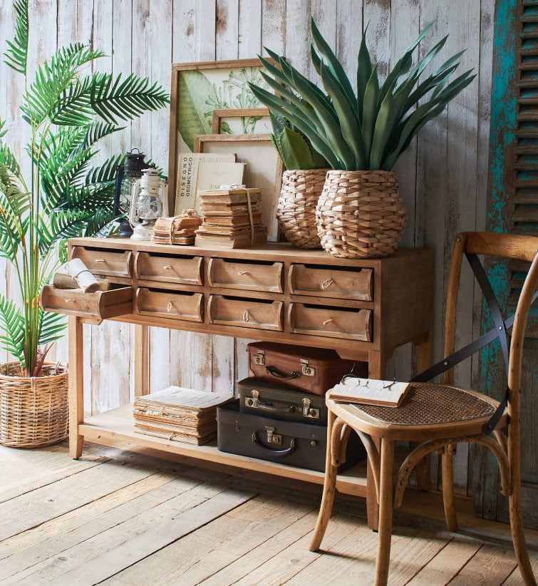 Entrance Console Sideboard Rustic Solid Wood With Drawers 48.3317