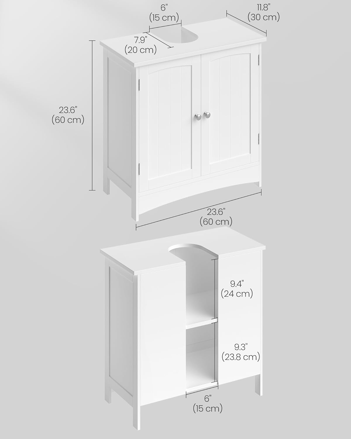 Badezimmermöbel Waschbeckenunterschrank Badezimmersockel weiß BB-C01WT