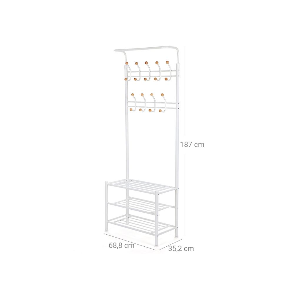 Έπιπλο Εισόδου Κρεμάστρα Ρούχων Βάση Παλτό Λευκό Καλόγερος Μεταλλικός Γκαρνταρόμπα HS-R04W