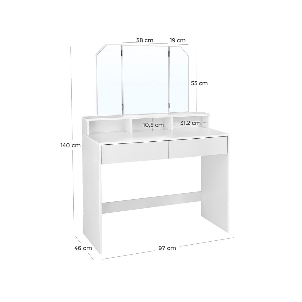 Schminktisch, Schminktisch, Schlafzimmer, Toilettenspiegel, klappbar, Weiß, RD-T115W01